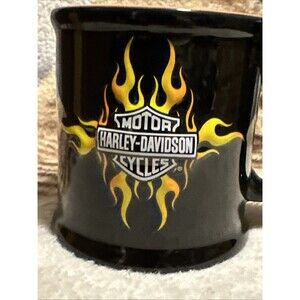 Harley Davidson Coffee Mug with Raised Flame Logo 4 x 4" 2002 3D Emblem